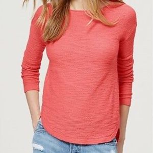 Loft Textured Shirttail Sweater Red